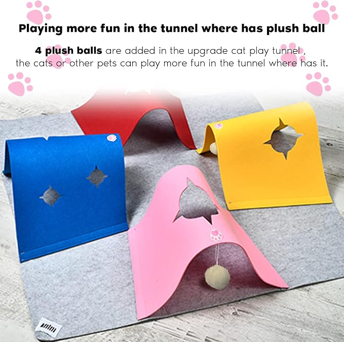4-Way Cat Tunnels for Indoor Cats, Interactive Toys with Plush Ball | 35.4" Multi-Entrance Cat Play Tunnel with Cozy Hideaway Space, Provides Enrichment, Exercise, Exploration & Interactive Play - Image 6