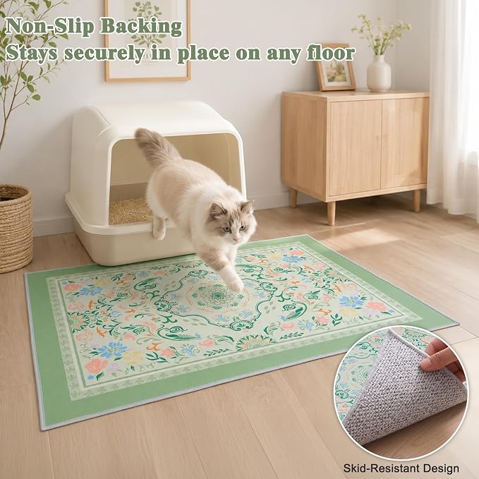 Bienbee Cat Litter Mat, 2 Pack 48" x 36" Machine Washable for Litter Boxes | Cat Litter Rug with Waterproof Backing, Non-Slip Grip and Soft On Kitty Paws to Catch Litter and Protect Floor - Image 3