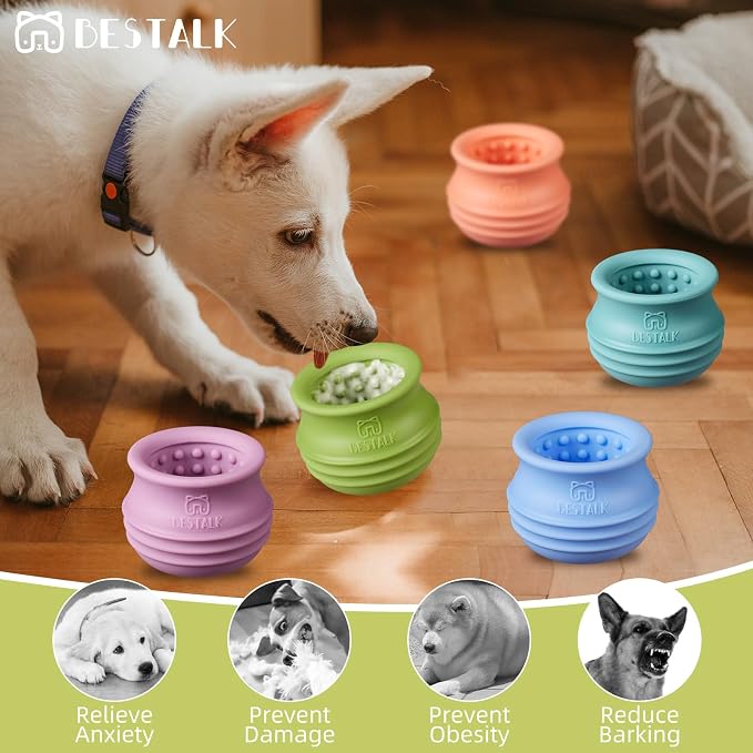 Dog Enrichment Treat Toy, Long-Lasting Wobbly Interactive Freeze Lick Toys for Dogs, Stuffable Puzzle Feeder Toy for Boredom, Silicone Treat Dispensing Chew Toy (Green,S) - Image 5