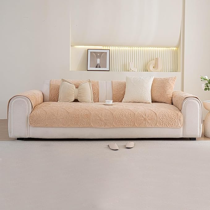 Couch Covers for Sofa, Flower Couch Cover for Dogs, Bohemia Sofa Covers Washable, Anti Slip Furniture Protector Covers for L Shaped(1pc, Khaki, 35.4"x 70.9") - Image 7