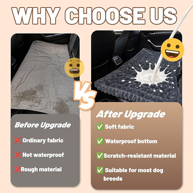 Dog Car Seat Waterproof Bed Cover Back Seat Grey 23.6”x51” | Nonslip Soft Comfortabl Pet Bed Mat Car Blanket for Travel Backseat Extender Seat Covers Dog Bed for Cars Trucks and SUVs - Image 2