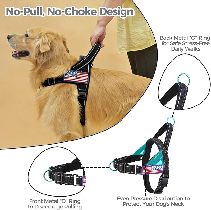 BINGPET No Pull Dog Harness for Large Dogs | Escape-Proof & No-Choke | Soft Padded Vest with Handle & Reflective Front Clip | Quick-Fit for Training, Hiking & Daily Walks | Black, L - Image 4