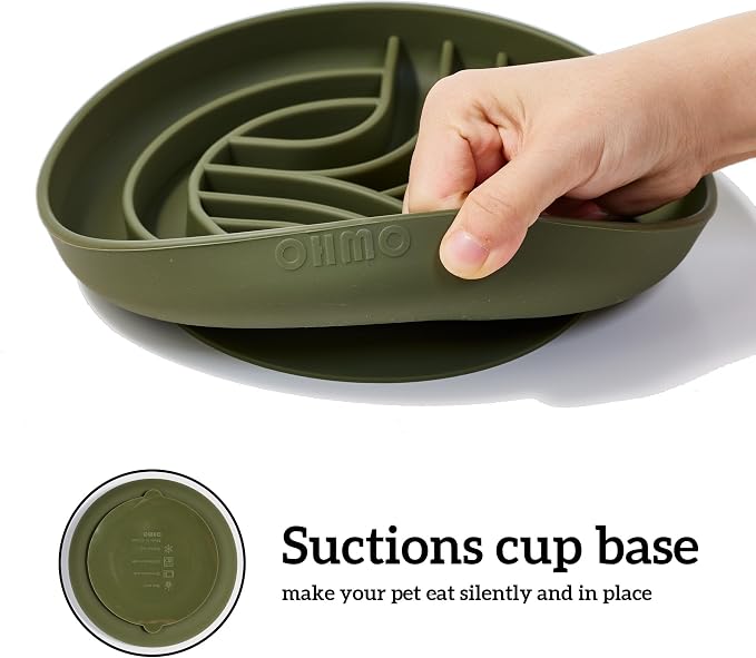 OHMO Slow Feeder Dog Bowl, 7.9" Lick Mat for Dogs, Tree of Life, Camo Green | Cat Slow Feeder Bowl, Anti Choking, Enrichment Toys, Easy Clean BPA-Free Silicone Feeding Bowl, Boredom and Anxiety Reducer - Image 6