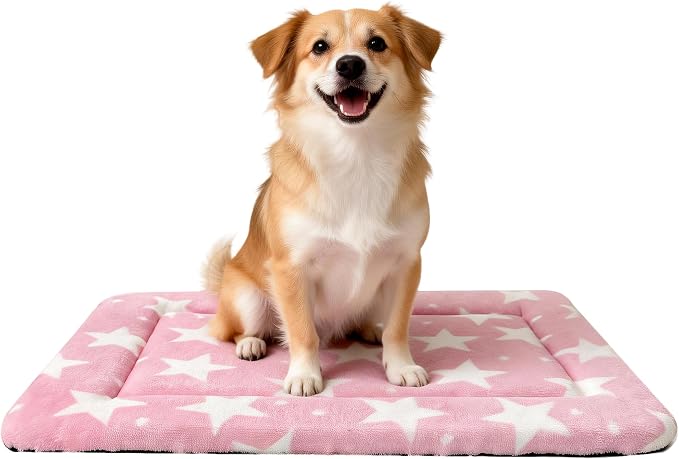 Dog Bed Mat – Soft & Comfortable Dog Kennel Pad for Crate – Durable Crate Bed & Mat for Dogs & Cats – Ideal for Crate, Kennel, and Home Use (Big&Little Stars Pink, M(30"*20"*1.5")) by %E7%AB%8B%E5%8D%B3%E8%B4%AD%E4%B9%B0