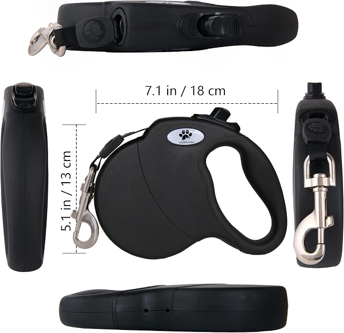 16ft Retractable Dog Leash for Large Breed Dogs up to 110 lbs with a Detachable Chew Proof Extender Wire Ropes (Black L) - Image 6