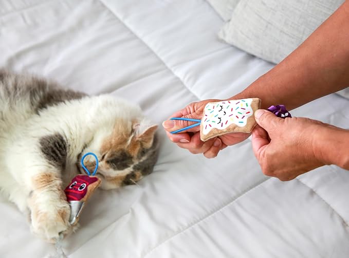 Quirky Kitty Flingin Purr Tarts Catnip Filled Interactive Cat Toys, 2 Pack | Pastry themed pair made for tossing games, sparks batting, chasing and playful energy in felines during active daily sessions - Image 5