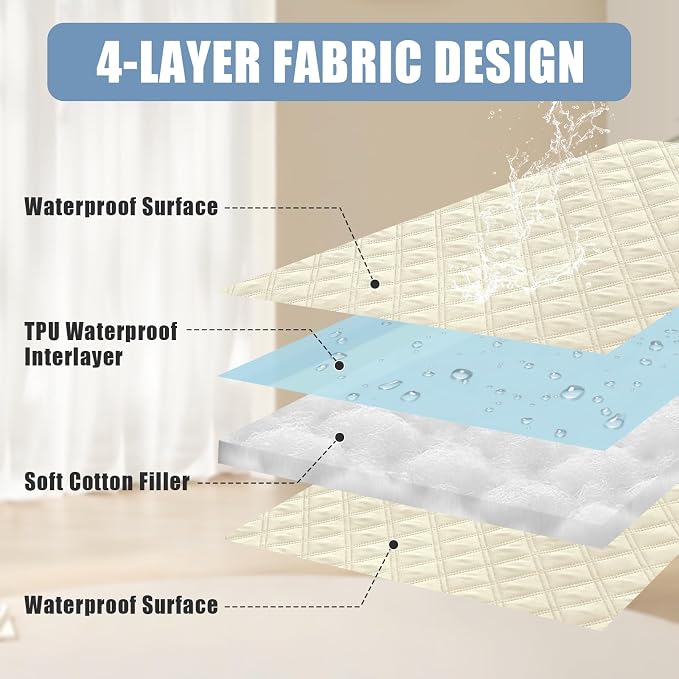 Smiry Waterproof Reversible Pet Couch Covers for Dogs | Pet Friendly, Soft Fabric, Washable Sofa Furniture Protector for Dogs Cat Kids, Checkered (52"x82", Beige/Beige) - Image 3