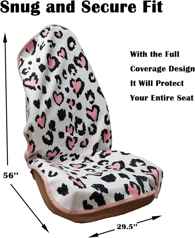 Car Seat Cover Protector Front Seats,for Gym Workout,Running,Swimming,Beach and Hiking,Waterproof Sweat Towel Bucket Seat Covers for Cars SUV Trucks (Leopard Print, 1Pcs) - Image 3