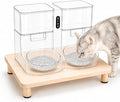 Extra Large Cat Food Stand, Wood Cat Feeder Stand 15.8 x 12.9 in | Cat Feeding Station, 2.56 in Raised Platform, Dual-Bowl Feeder & Water Dispenser Fit, Solid Wood, Tool-Free Assembly by Midollarle