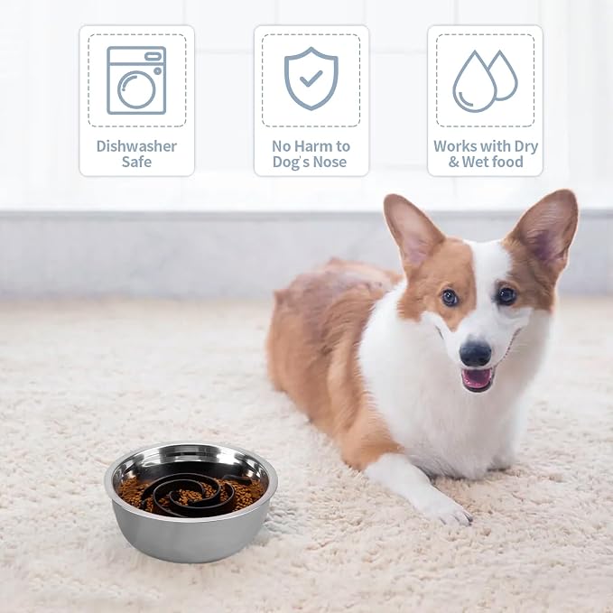 Slow Feeder Dog Bowls Insert, Bestalk Soft Silicone Slow Eating Feeder Insert with Suction Cups for Small, Medium and Large Dogs, Fit into Basic and Elevated Dog Bowls, Black - Image 5