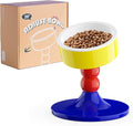 Ceramic Elevated Raised Cat Bowls,Cat Food Dish with Stand, 3 Height Adjustable Raised Dog Bowl Stand for Small Dogs Cats, Adjusts to 4.69", 5.98", 7.28" (Red & Blue) by MIUPET