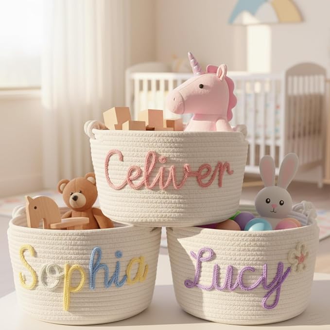 MBBEST Personalized Dog Toy Basket with Name, Cute Custom Dog Toy Storage Bin for Dogs & Cats, Handmade Cotton Rope Dog Toy Box Organizer for Toys, Treats & Blankets, Unique Gift for Pet Lovers - Image 7