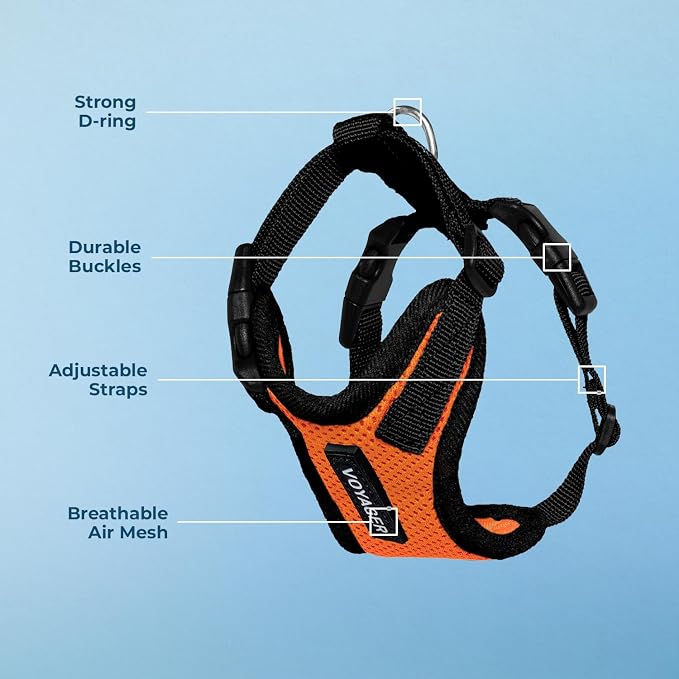 Voyager Step-in Lock Dog Harness - Orange/Black Trim, X-Small | 13 - 16" in Chest, Adjustable, Breathable Air Mesh, Lightweight for Daily Walks, Strong Clips, Heavy Duty D-Ring - Image 4