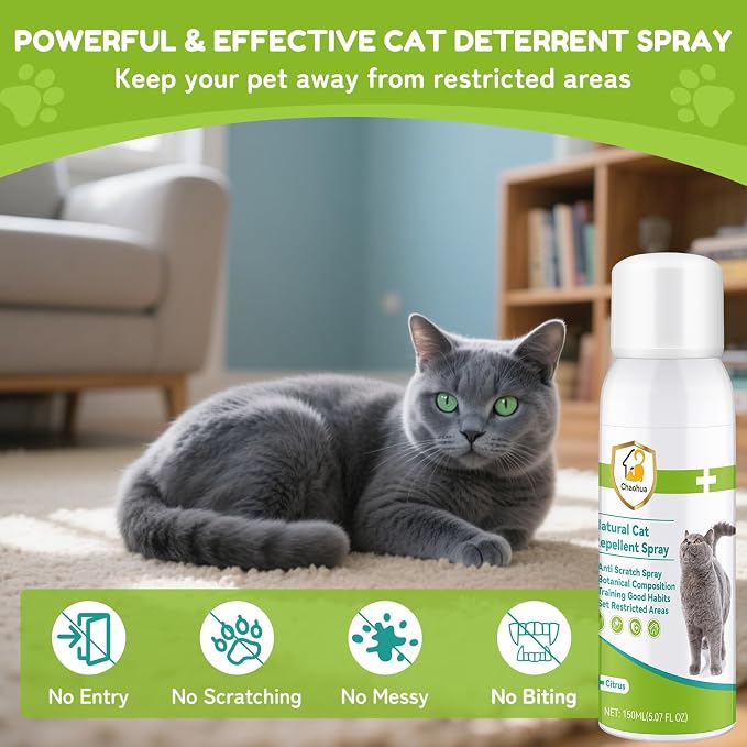 Cat Deterrent Spray, Natural Cat Repellent for Indoor & Outdoor Use, Safe Anti-Scratch Furniture Protector, Effective Cat Training Aid Spray for Sofa, Carpet & Door 150ml - Image 3