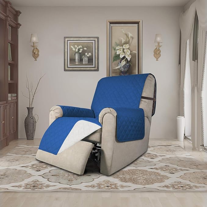 Easy-Going Reversible Couch Cover, Recliner 19 in, Blue/Ivory | Machine Washable Slipcover For Dogs, Water Resistant Furniture Mat For Living Room, Non-Slip Sofa Cover, Pet Friendly - Image 2