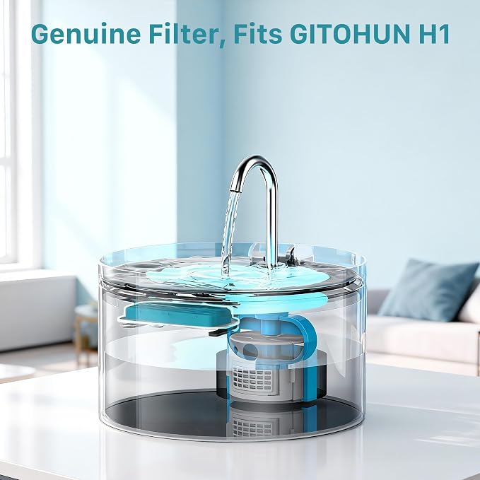 GIOTOHUN Cat Water Fountain Filter: 24 Filters - 12 Pieces Filters + 12 Pieces Sponges for Cat Fountain - Pet Water Fountain Filter Replacement for Pet Dispenser H1 (67oz/2L) - Image 4