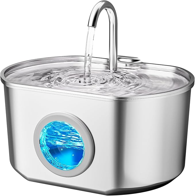 Cat Water Fountain Stainless Steel: 74oz/2.2L Cat Fountain for Drinking | Pet Water Fountain Inside - Automatic Dog Watering Dispenser Bowl - Pet Feeding & Watering Supplies by Neareal