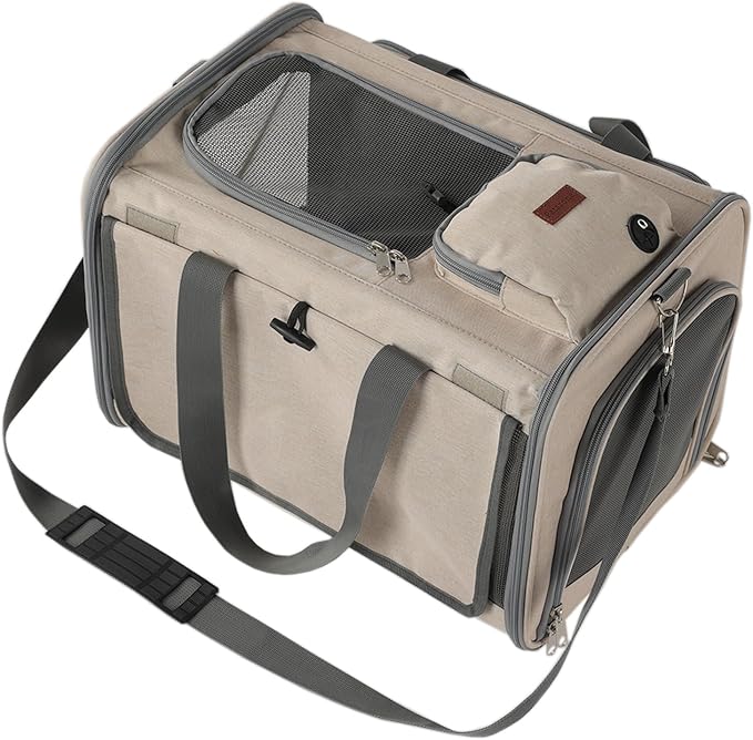 Soft Cats Carrier for Small Dogs Carriers Airline Approved Puppy Travel Bag Softsides Puppy Carry,Soft-Sided,Pets Small Animals Rabbits Bunny Outdoor (Khaki) by Unknown