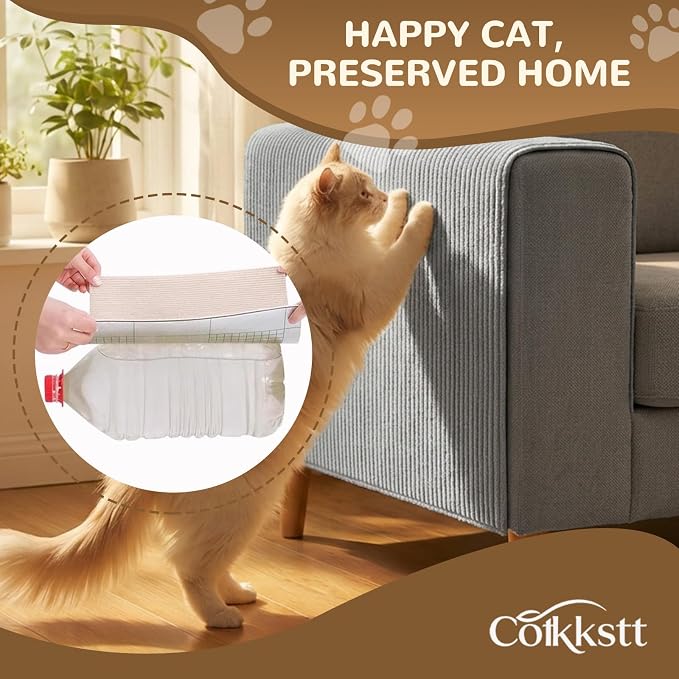 2 Pack 78Inch Grey Cat Scratch Mat for Couch, Trimmable Cat Carpet Self-Adhesive. Durable Cat Scratching Mat, Leather Couch Cat Scratch Protector and DIY Climb Furniture Protector from Cat Claws. - Image 4