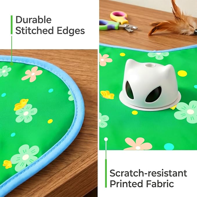 Interactive Cat Toys for Indoor Cats, Rechargeable Hide & Seek Toy | Touch Activated, 3 Speed Modes, 10-Min Auto off, Bird Chirps(can turn off), Hidden Feather Wand for Bored Adult Cats, Green - Image 7