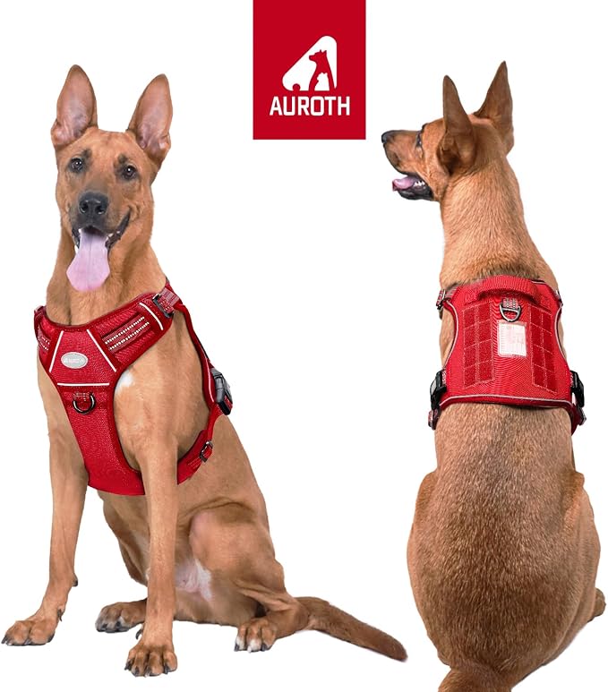 AUROTH Tactical Dog Harness for Large Dogs No Pull Adjustable Pet Harness Reflective K9 Working Training Easy Control Pet Vest Military Service Dog Harnesses Red XL | Easy Control Handle, Adjustable, Reflective, Military K9, for Doberman Husky Walking ... - Image 7