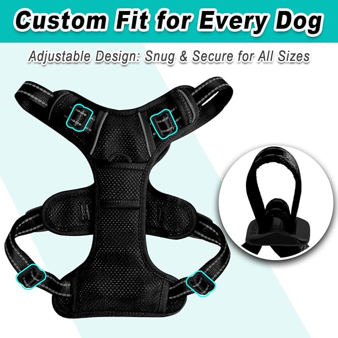 BARKBAY Dog Harness for Large Dog No Pull Mesh 2 Clips Dog Vest | Control Handle,Comfort,Heavy Duty,Adjustable Reflective,Perfect for Outdoor Training, Walking,Hiking(XL,Black Mesh) - Image 6