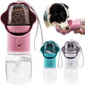 Dog Water Bottle with Food Container, Portable Pet Dispenser, Leak Proof, Hiking, Puppy Travel, Outdoor Activities(11.16 fl.oz/330ml, Pink) by Unknown