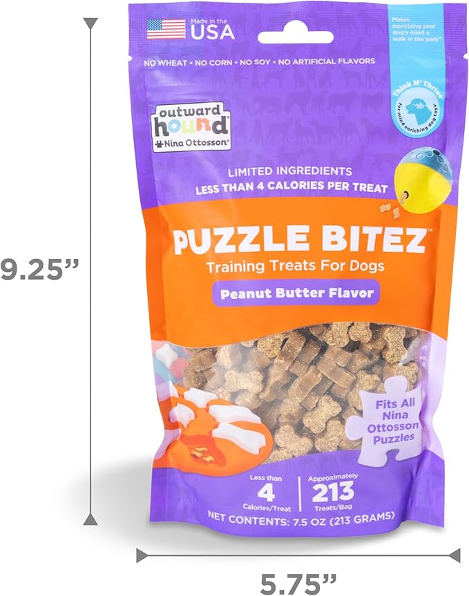 Outward Hound Nina Ottosson Puzzle Bitez Dog Treats, Peanut Butter, 7.5 oz | USA Made, Healthy Bite-Sized Treats for Training Reward & Interactive Puzzle Toys, No Artificial Additives, Dogs & Puppies - Image 6
