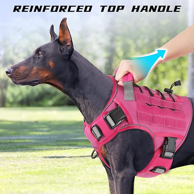 WINGOIN Pink Tactical Dog Harness for Large Dogs,No Pull Dog Harness | Heavy Duty with Handle,Adjustable Reflective,Military K9 Style,Big Size Pet Vest,for German Shepherd,for Walking Hunting - Image 4