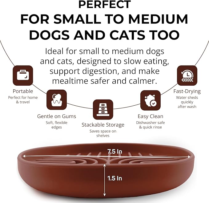Slow Feeder Dog Bowls, Dishwasher Safe, Non-Slip Base, BPA-Free Slow Eating Dog Bowl (Mocha, 1-Pack) - Image 3