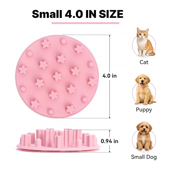Slow Feeder Insert for Cat Dog Bowls, Anti-Choking Silicone with Strong Suction Cups, Fits Most Cat Bowls, Ideal for Puppy Small Medium Breeds (Pink) - Image 2