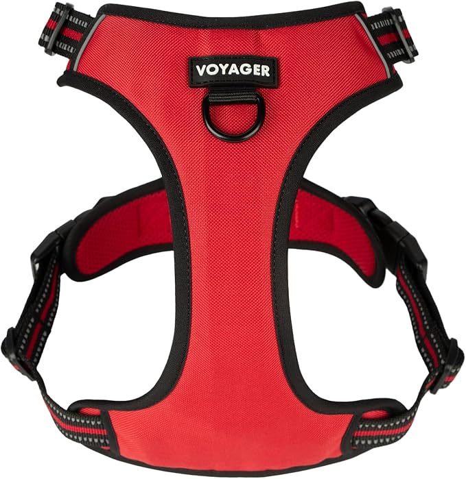 Voyager Dual Attachment No Pull Harness - Red, X-Large | 28 - 37" in Chest, No Pull Dog Harness, Fully Adjustable, 3M Reflective Technology, Front & Back D-Rings, Walking & Training by BestPetSuppliesLLC