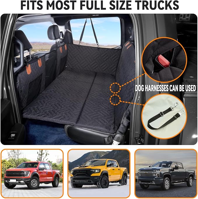 YJGF Hard Bottom Dog Car Seat Cover for Full-Size Trucks,Back Seat Extender | Strong Support,More Rest Space,Waterproof, Scratch Resistant,Car Seat Protector,Dog Hammock for Full-Size Truck - Image 7