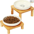 DoogCat Raised Cat Bowl, Elevated Cat Bowls with Bamboo Stand, Set of 2 | Premium Ceramic Bowls, Adjustable Height, Whisker-Friendly Design, Elevated Feeding, Easy to Clean by LovesPetsinZero-WasteWay
