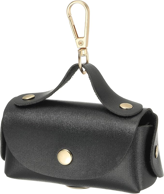 Dog Poop Bag Holder, Leather Pet Waste Bag Dispenser for Leashes Portable Reusable Easy Cleanup Pouch(1Pcs, Black), Intended for Outdoor/Travel/Walking with Dog by Unknown