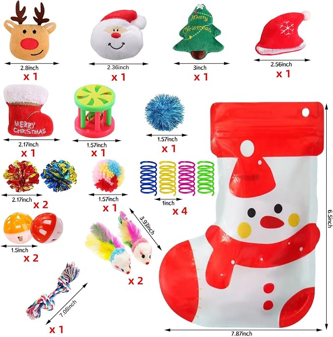 Christmas Cat Toys 19 PCS, Stocking Assorted Gifts for Indoor Cats | Varied toy styles spark natural hunting instincts; relieve kitty boredom;lovely seasonal stocking package - Image 5