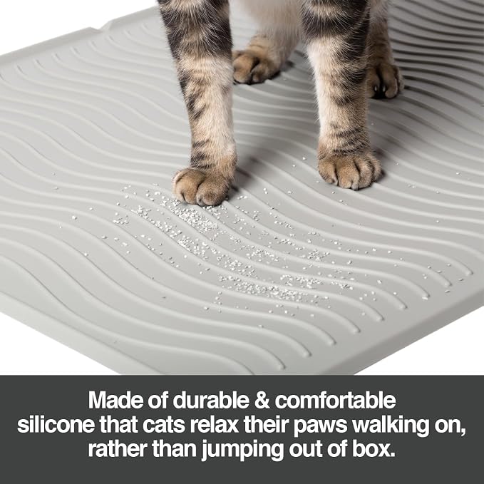 PetFusion ToughGrip Waterproof Cat Litter Matt with Inner Channels & Raised Outer Lip | XL | Premium Grade Silicone | Housebreaking Cat Supplies Needs - Image 2