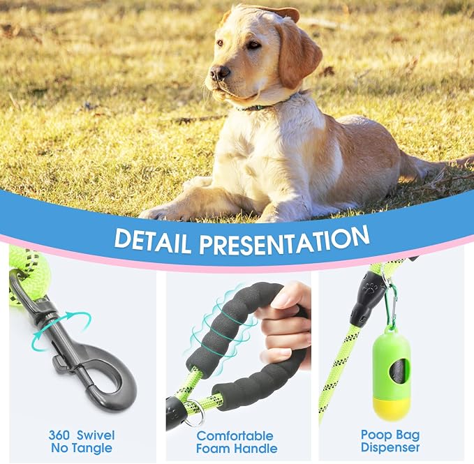 2/4/5/6 FT Dog Leash with Comfortable Padded Handle and Highly Reflective Threads for Small Medium and Large Dogs (6FT-1/2'', Green) - Image 3