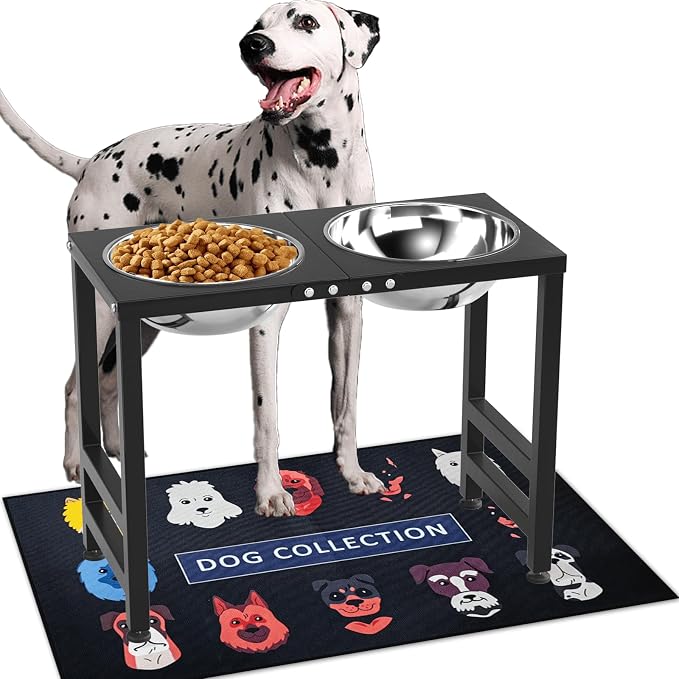 Metal Elevated Dog Bowls for Large Extral Large Breed Raised Dog Bowl Stand with Sprill Proof Mat and 3000ML Pet Bowls, 17" Tall Food & Water Feeder for Extra Large Breed by ADENGL