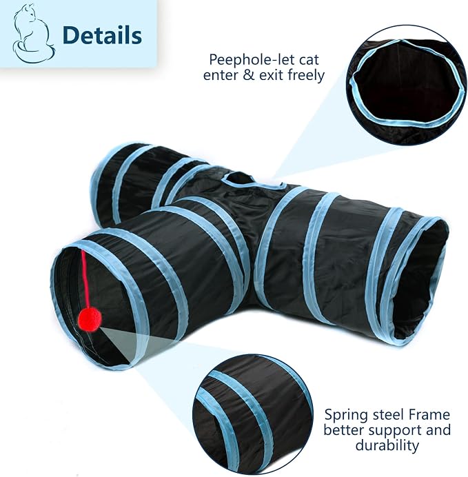 Cat Tunnel, Collapsible Tube with 1 Play Ball Kitty Toys, 3 Ways Cat Tunnels for Indoor Cats, Puppy, Kitty, Kitten, Rabbit - Image 4