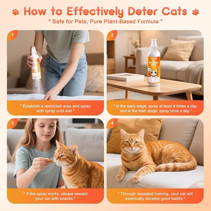 Natural Cat Scratch Deterrent Spray Anti Scratches Indoor & Outdoor, 100ml | Cat Repellent Spray For Furniture With Plant-Based Citrus Formula- Safe Cat Scratch Furniture Protector For Sofa, Carpet - Image 4