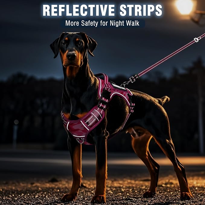 Tactical Dog Harness and Leash Set with 10 Patches for Large Dogs | Heavy Duty No Pull Service Dog Vest with Dog Seat Belt ,Adjustable Reflective Easy Walk for Training Hiking Camo Pink XL - Image 7