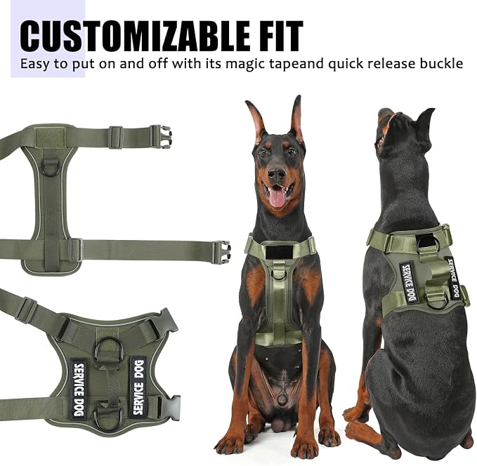 Service Dog Harness, Reflective Dog Vest Harness with 5 PCS Patches, Adjustable Soft Oxford Pet Harness, Inner Layer Mesh, Easy to Control for Small Medium Large Dogs - Image 4