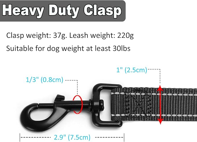 3 Handle Dog Leash 10FT Triple Handle Reflective Large Medium Dog | Multi Handles Heavy Duty Training Lead with Padded Traffic Handles for Control and Safety - Image 4