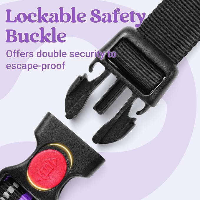 rabbitgoo Large Dog Harness, Easy Wear with 3 Buckles and Lift Handle | No Pull with Front Clip for Walking, Adjustable Soft Padded, Reflective, Easy Control, Purple, Large - Image 4