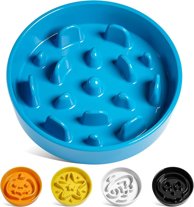 LE TAUCI Ceramic Slow Feeder Dog Bowls Small Breed, 0.6 Cups Dog Food Dish for Fast Eaters, Puzzle Bowl for Small Dogs and Cats,Vortex Blue by LETAUCI