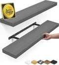 BAYKA Grey Floating Shelves 22.5in, Set of 2, Wall Mounted for Wall Deocr | Easy Install, 22lbs Max Load, Hidden Bracket, Shelving for Bathroom Bedroom Kitchen Book Room Storage, Multi-Wall Compatible by Bayka