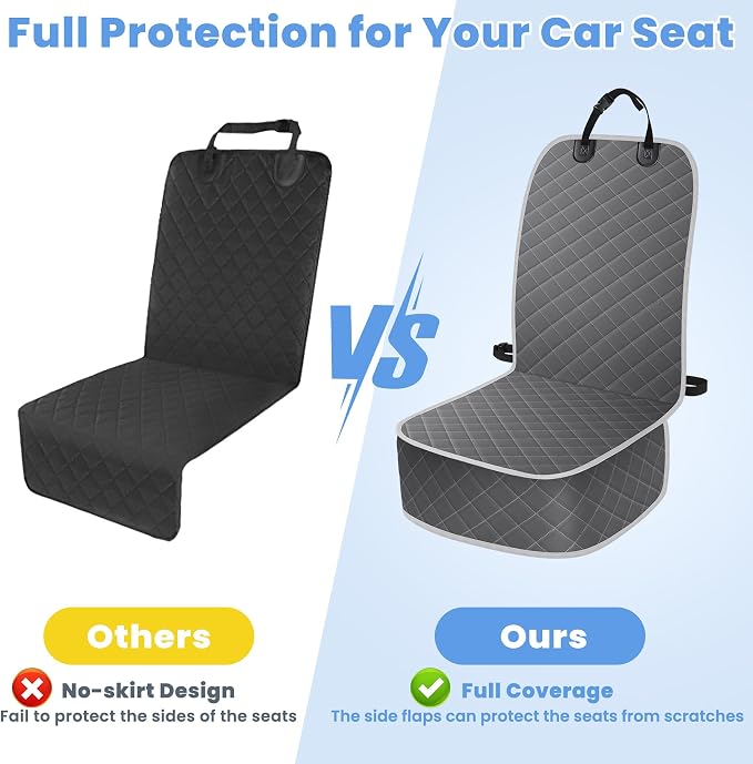 ELONGRIVER Dog Car Seat Covers, Waterproof Front Seat Cover | Scratch-Proof, Nonslip Pet Passenger Seat Cover Protector, Universal Fit for Cars Trucks SUVs, Standard Size 1 Pack, Grey - Image 5