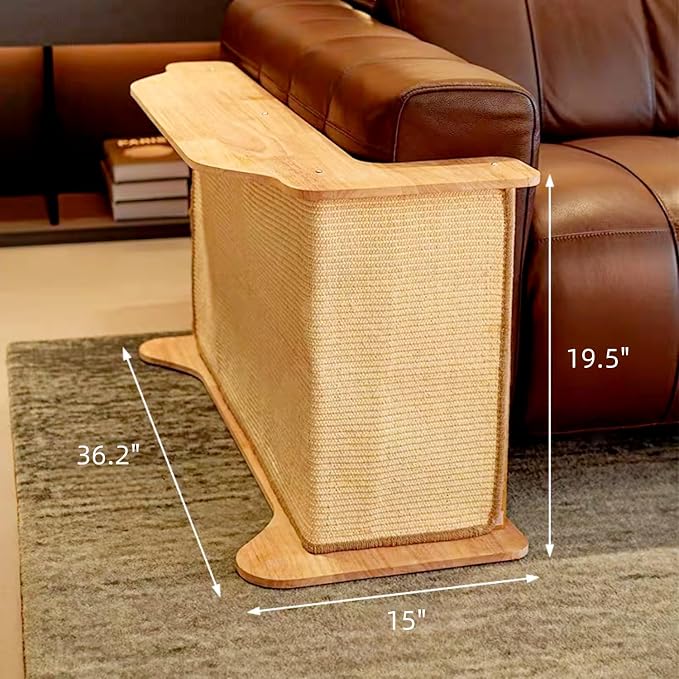 SHENGOCASE L Shaped Sofa Couch Corner Cat Scratching Post, Sisal Scratch Pad Mat, Armrest Protector with Replaceable Sisal Scratcher End Table - Image 4