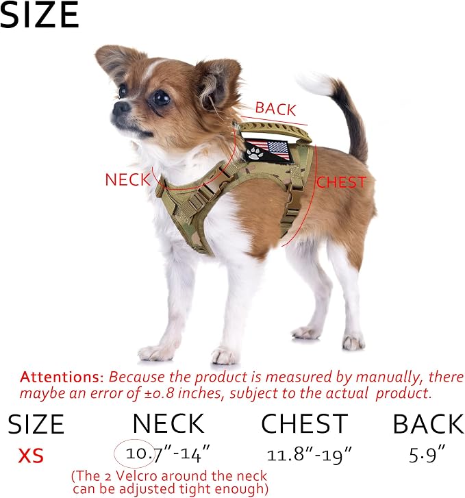 Tactical Dog Harness Tactical Puppy Vest with Rubber Handle K9 Military Adjustable Pet Vest Harness for Outdoor Training XS Dog Harness (Camouflage Harness) - Image 6